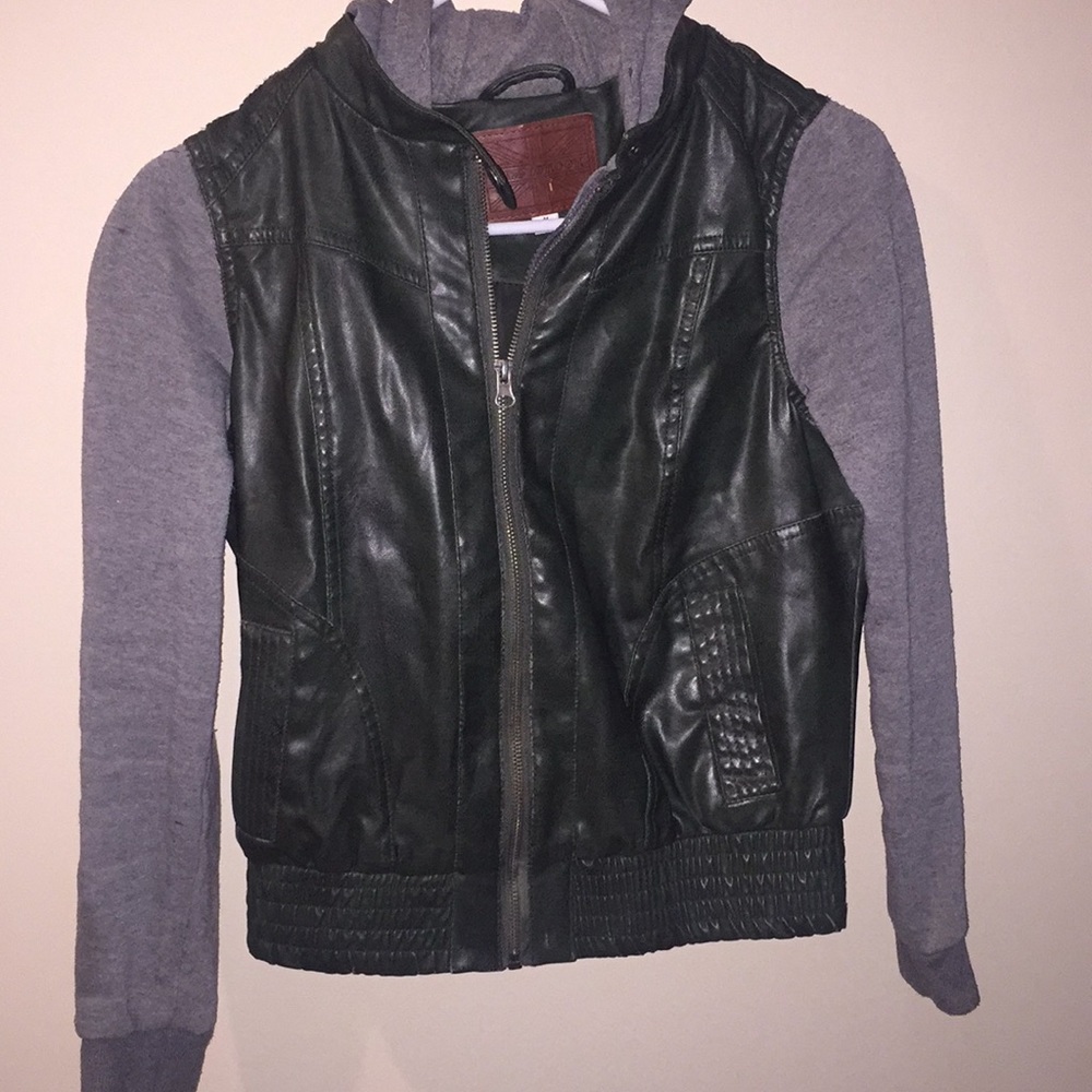 Sweater/leather jacket